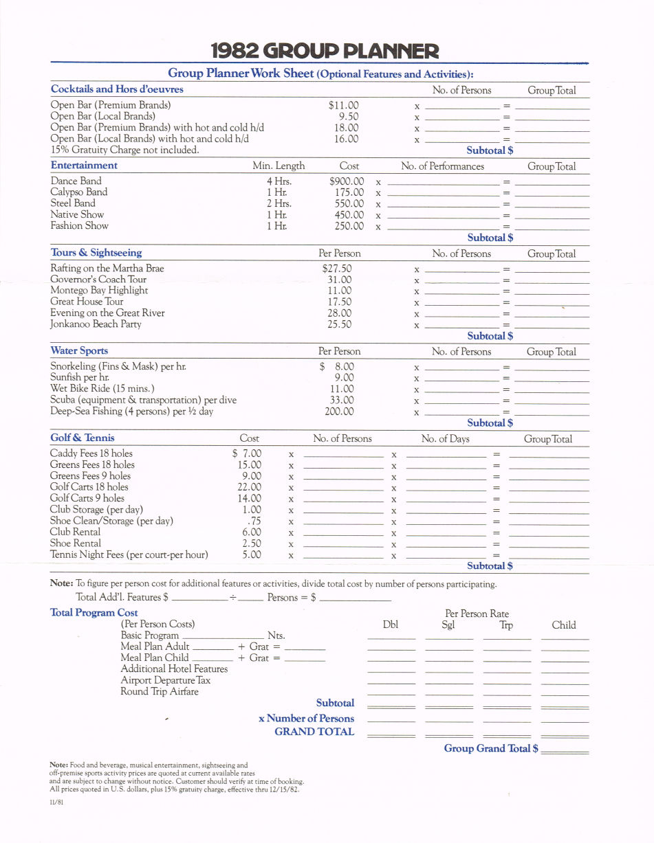 Rose Hall packages 1982 09