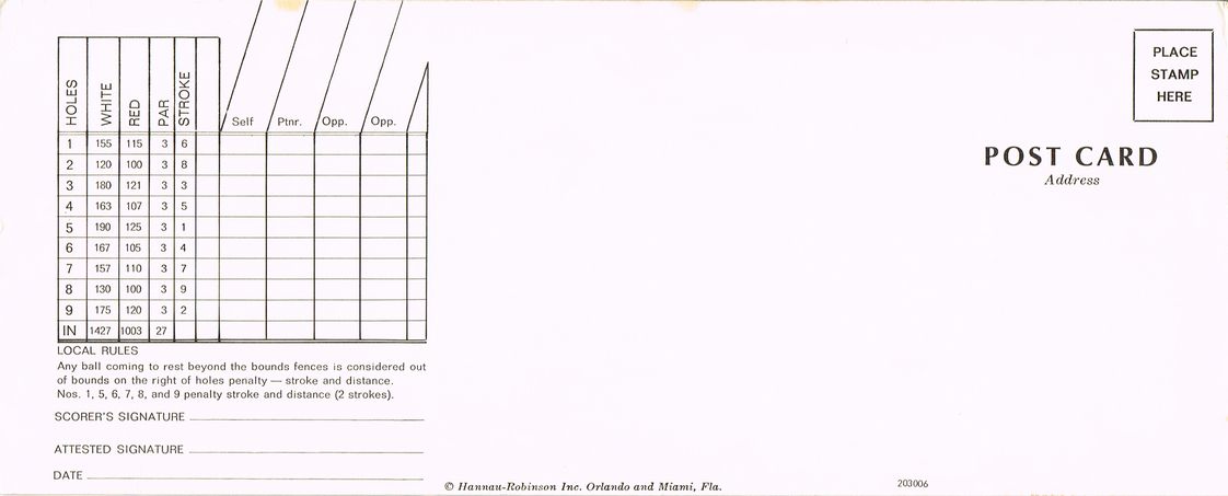 Runaway Bay golf card 2