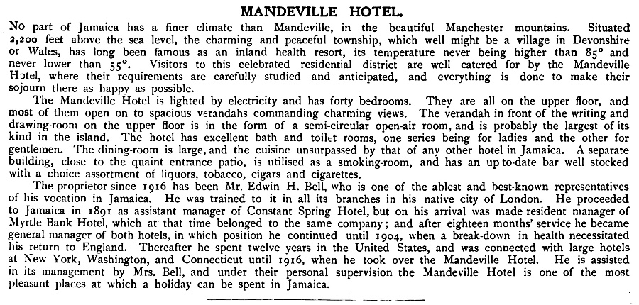 Mandeville Hotel from The Red Book of the West Indies 1922 p128