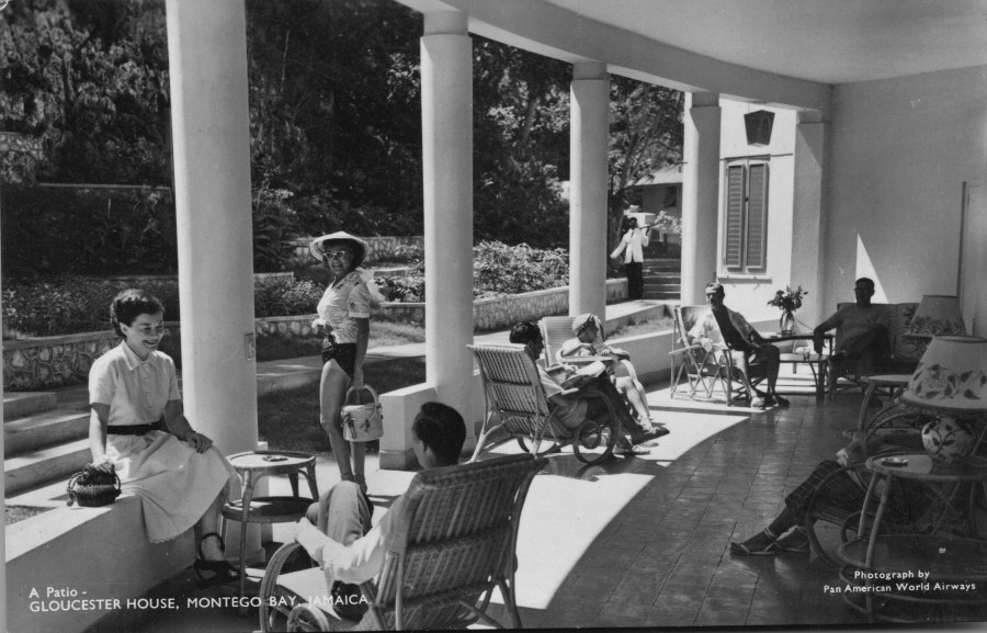 Gloucester House Bud and Glady pose for a postcard