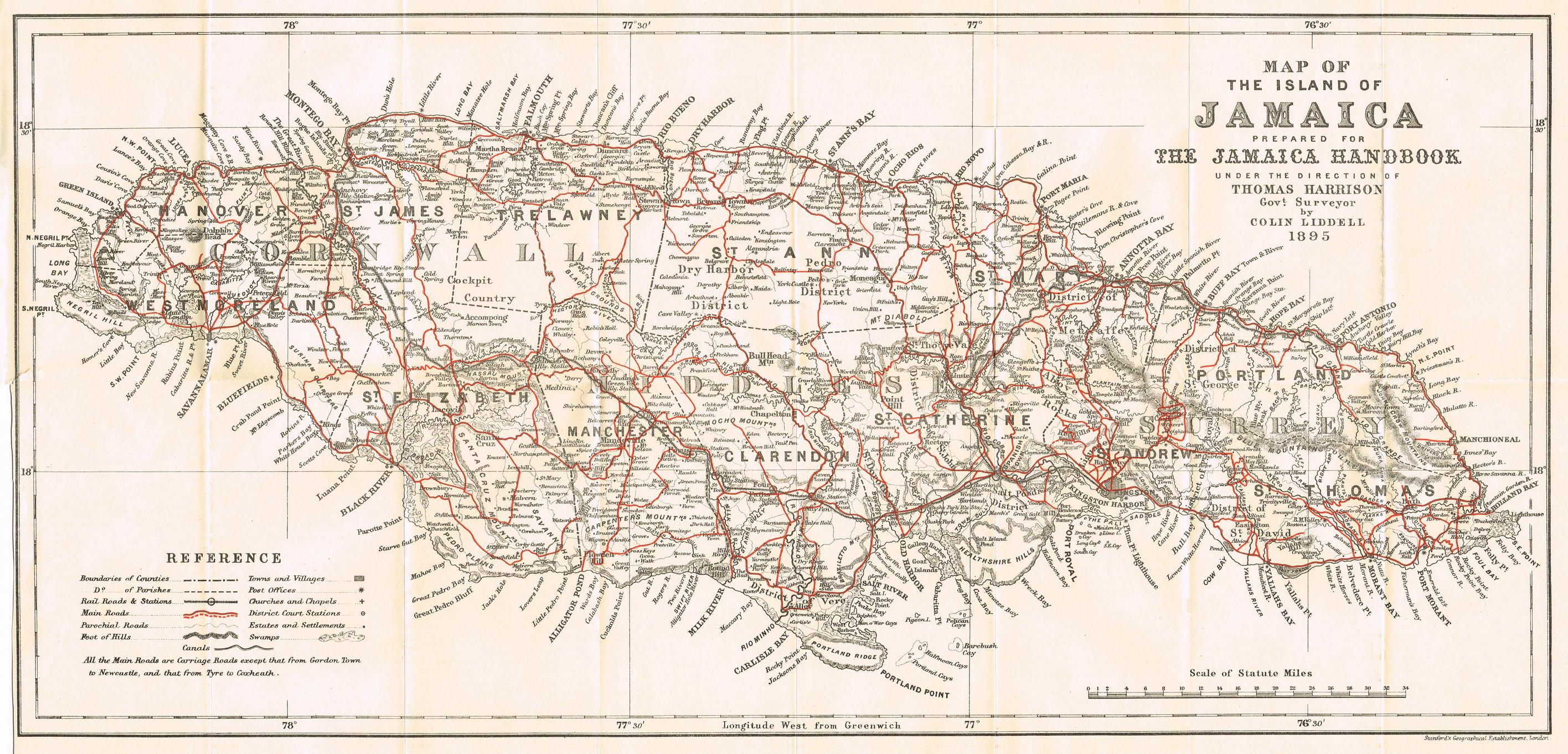 Jamaica 1920 map