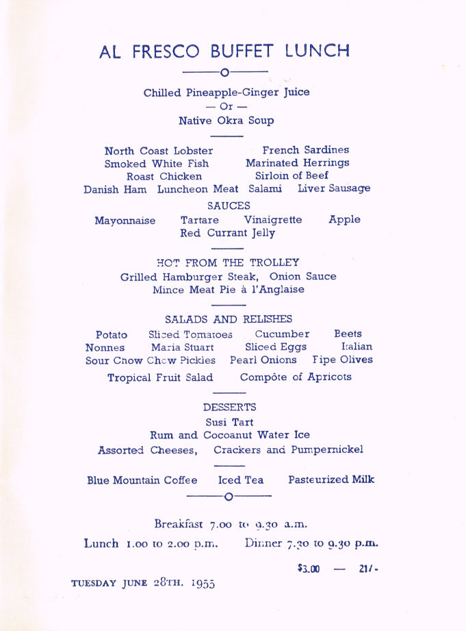 Tower Lunch Menu 1955 3